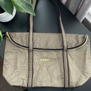 Victoria’s Secret Gold Glitter Tote Bag
